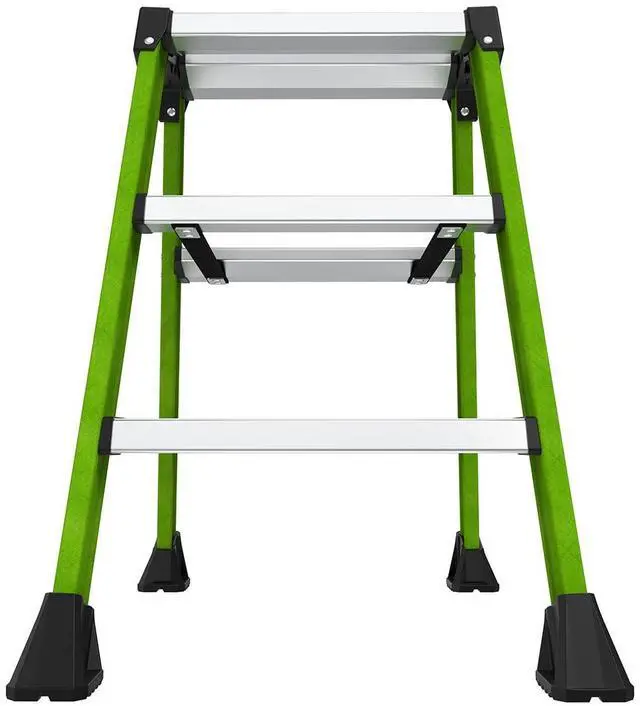 Alt view image 4 of 6 - Ladders, Sure Step, 3-Step, Double-Sided Step Stool, Fiberglass, (11953), Type 1AA, 375 lbs Weight Rating, Hi-viz Green