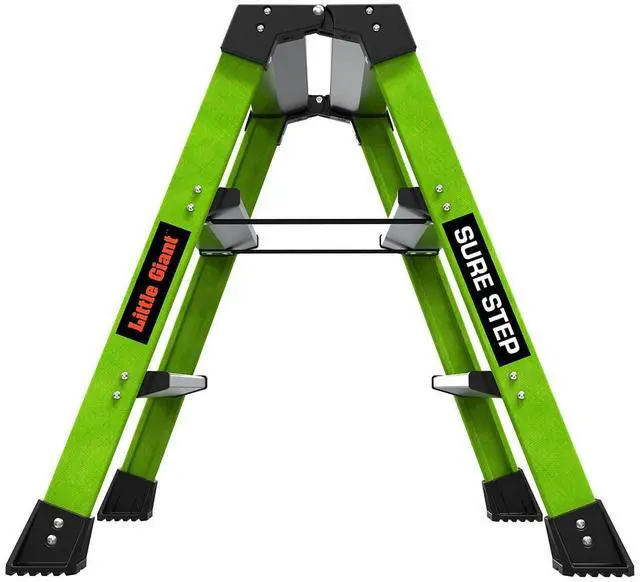 Alt view image 6 of 6 - Ladders, Sure Step, 3-Step, Double-Sided Step Stool, Fiberglass, (11953), Type 1AA, 375 lbs Weight Rating, Hi-viz Green