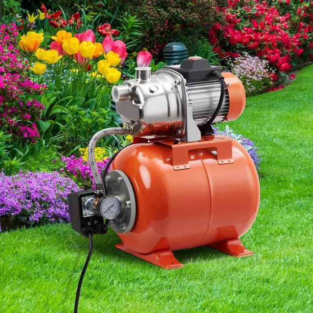Alt view image 6 of 6 - 1.6HP Shallow Well Pump with Pressure Tank, Stainless Steel, 115V Irrigation Pump, Automatic Water Booster Jet Pump for Home, Garden, Lawn