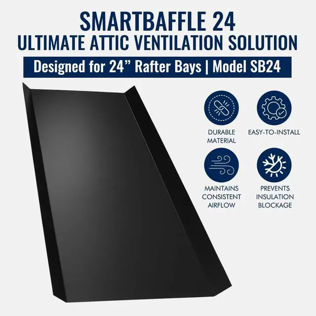 Alt view image 2 of 6 - SmartBaffle 24 Insulation Baffle - Durable Polyethylene Attic Baffles for 24" On-Center Rafter Bays with 2" Air Channel - Rafter Vents Improve Roof Ventilation & Prevent Insulation Blockage- 30 pieces