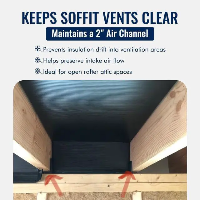 Alt view image 3 of 6 - SmartBaffle 24 Insulation Baffle - Durable Polyethylene Attic Baffles for 24" On-Center Rafter Bays with 2" Air Channel - Rafter Vents Improve Roof Ventilation & Prevent Insulation Blockage- 30 pieces
