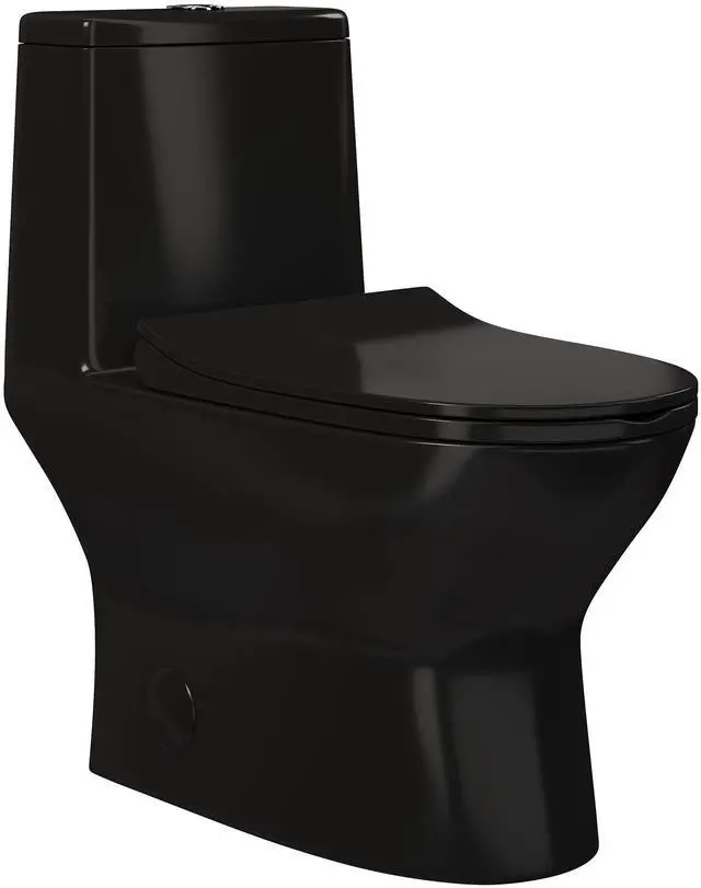 Main image of Ivy One Piece Toilet Dual Vortex Flush in Glossy Black 1.1/1.6 gpf