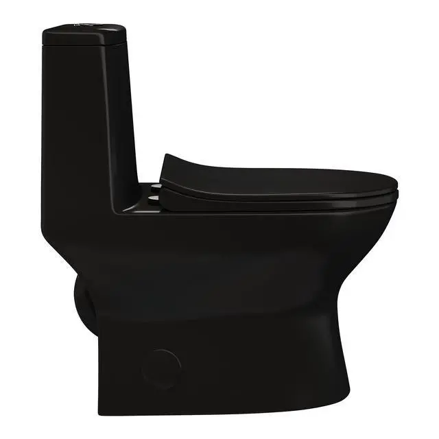 Alt view image 3 of 6 - Ivy One Piece Toilet Dual Vortex Flush in Glossy Black 1.1/1.6 gpf