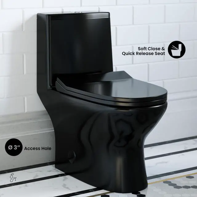 Alt view image 4 of 6 - Ivy One Piece Toilet Dual Vortex Flush in Glossy Black 1.1/1.6 gpf