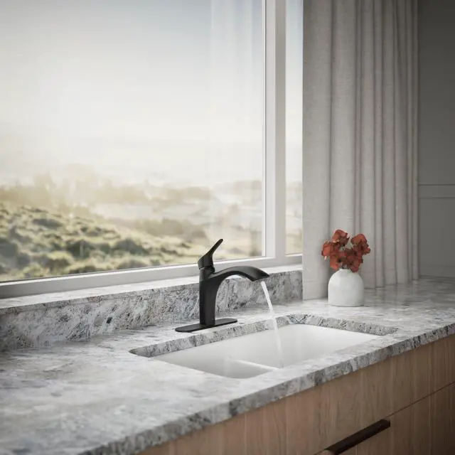 Alt view image 4 of 6 - 30468-BL Rival Single Handle Pull-Out Kitchen Sink Faucet, 1.5 GPM, High-Arch Swing Spout, Two-Function Sprayhead, Matte Black