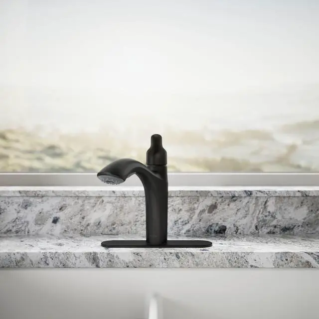 Alt view image 5 of 6 - 30468-BL Rival Single Handle Pull-Out Kitchen Sink Faucet, 1.5 GPM, High-Arch Swing Spout, Two-Function Sprayhead, Matte Black