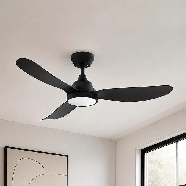 Main image of 52" Ceiling Fan with Light Remote Control, Quiet Reversible DC Motor, 3CCT Dimmable Memory, Modern Ceiling Fan for Bedroom Living Room Kitchen, Matte Black by GRANDJOY
