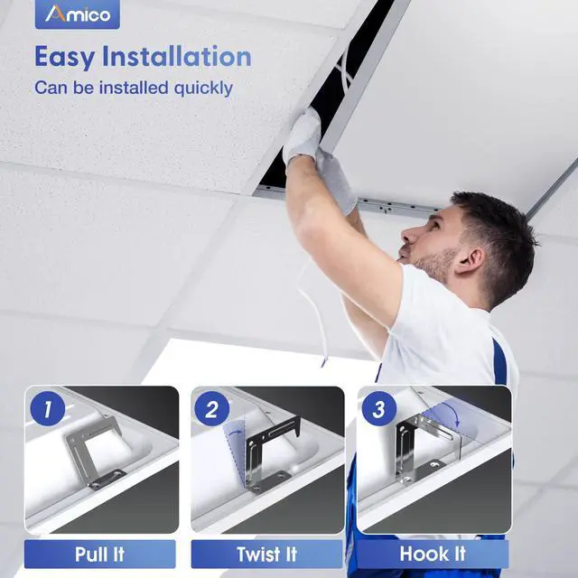 Alt view image 5 of 6 - 4 Pack 9000LM 2x4 LED Flat Panel Light Fixture, 72W, 3500K/4000K/5000K/5700K/6500K 5CCT Selectable Drop Ceiling Office Lights, 0-10V Dimmable, LED Drop Ceiling Light Fixtures, ETL/DLC