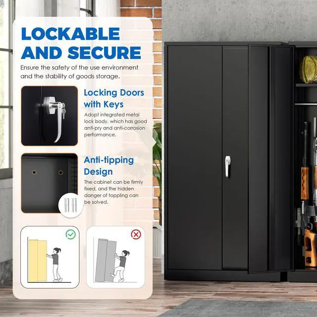 Alt view image 5 of 6 - 10-12 Gun Safe, 32"W Gun Safe for Rifles and Pistols, Rifle Safe with Lock, Quick Access Gun Cabinet with Adjustable Shelves for Home, Black