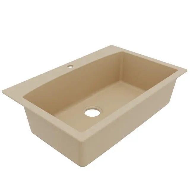 Alt view image 6 of 6 - QT-712 Drop-In Quartz Composite 33 in. 1-Hole Single Bowl Kitchen Sink in Bisque
