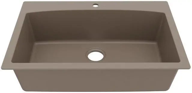Main image of QT-712 Drop-In Quartz Composite 33 in. 1-Hole Single Bowl Kitchen Sink in Concrete
