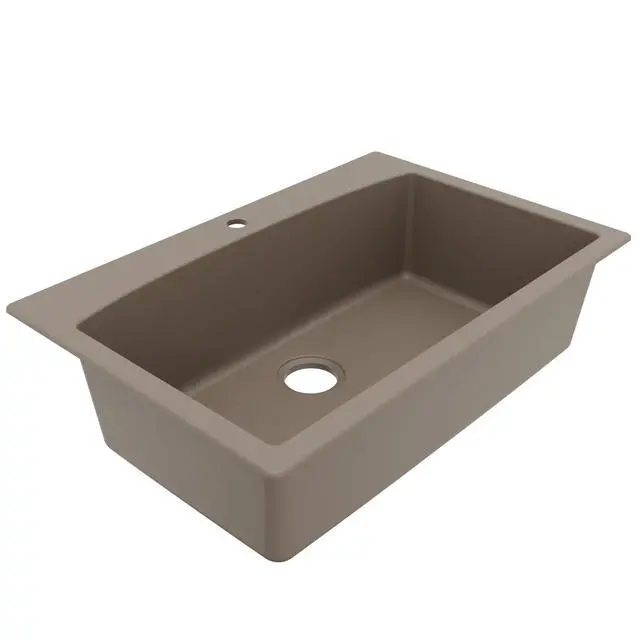 Alt view image 6 of 6 - QT-712 Drop-In Quartz Composite 33 in. 1-Hole Single Bowl Kitchen Sink in Concrete