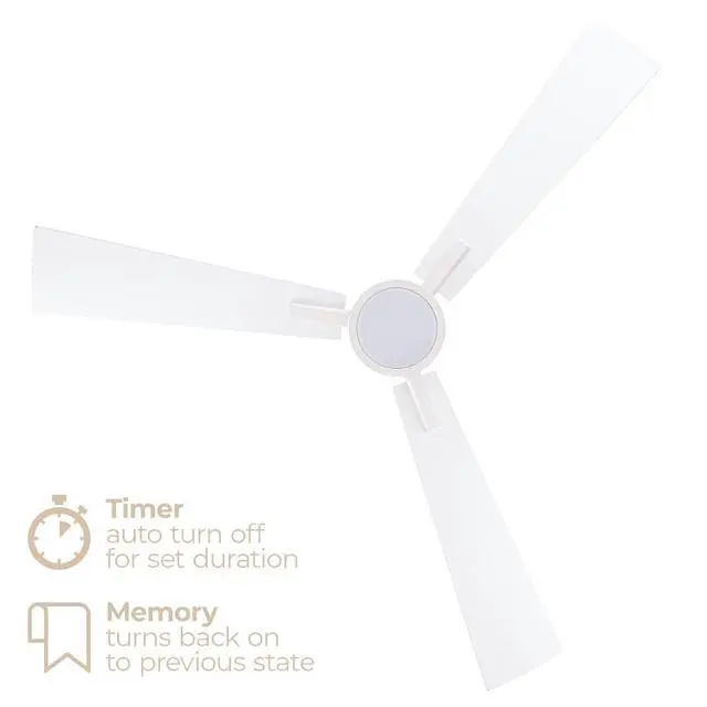 Alt view image 5 of 6 - Bali 52in 3-Blade Smart Indoor or Outdoor Flush Mount Ceiling Fan 2700K-6000K CCT Tunable Range LED Light Kit in Matte White with Reversible White and Natural Wood Blades Works With iOS or Android App