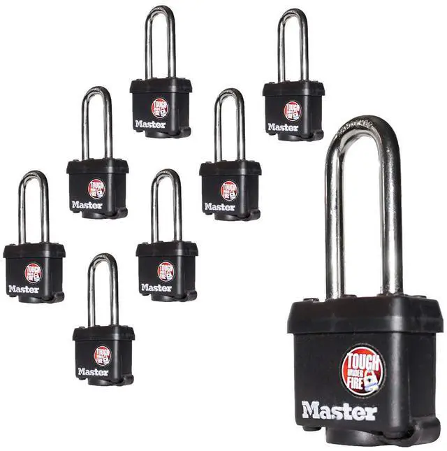 Main image of (8) Keyed Alike Padlocks w/Thermoplastic Coating and 2"(51mm) Tall Shackle incl 16 Keys - Model # 311KALH-8