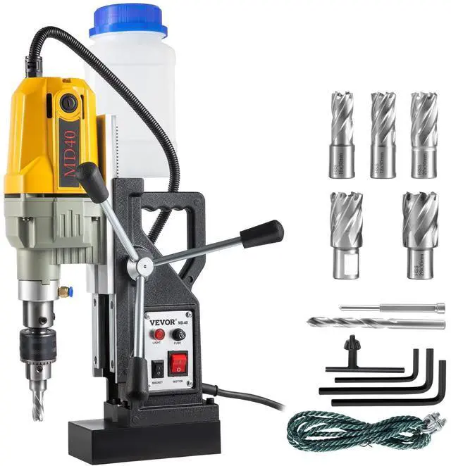 Main image of Magnetic Drill, 1100W 1.57" Boring Diameter, 2697lbf/12000N Portable Electric Mag Drill Press with 7 Bits, 580 RPM Max Speed Drilling Machine for any Surface and Home Improvement