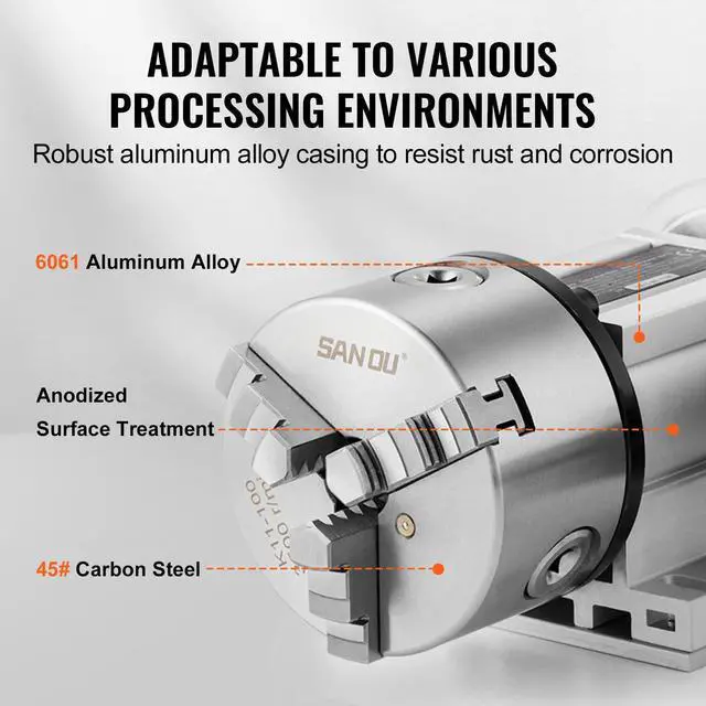 Alt view image 5 of 6 - Dividing Head, K11-100mm 3-Jaw Chuck, CNC Router Milling Machine Rotational Axis 4th Axis A Axis Indexing Head, 2.6"/65 mm Center Height MT2 Tailstock 6:1 Gear Ratio, Universal for Engraving