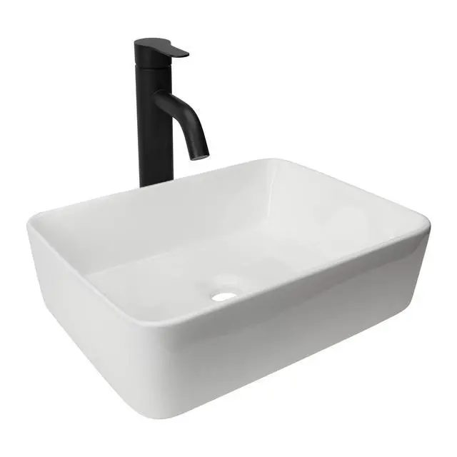 Alt view image 3 of 6 - 24 inch Farmhouse Bathroom Vanity with Sink, White MDF Small Bathroom Vanity Sink Combo, White Rectangle Ceramic Vessel Sink, Including 10 Optional Above-Counter Basins (Include Faucet)