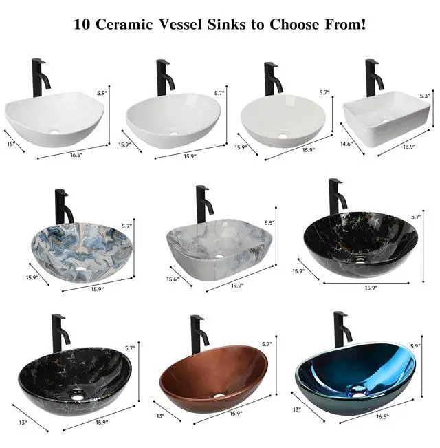 Alt view image 4 of 6 - 24 inch Farmhouse Bathroom Vanity with Sink, White MDF Small Bathroom Vanity Sink Combo, White Rectangle Ceramic Vessel Sink, Including 10 Optional Above-Counter Basins (Include Faucet)
