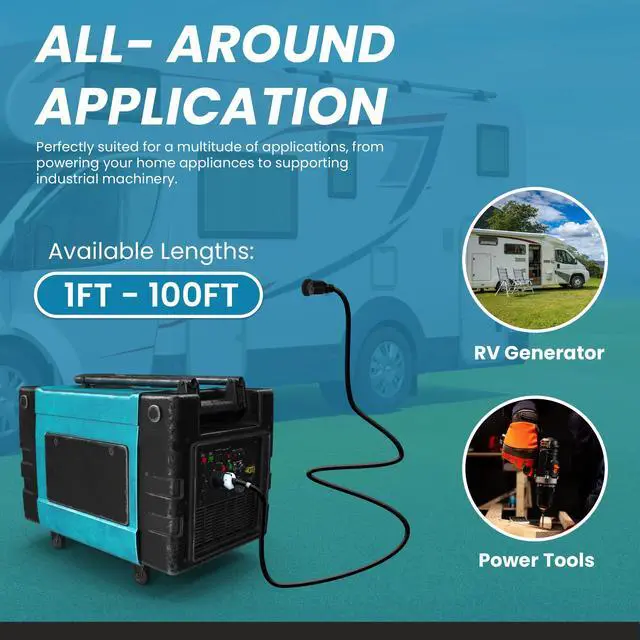 Alt view image 5 of 6 - IronBox Electric NEMA L5-20P to 5-20R Power Cord Plug Adapter - 20A, 125V,12 AWG - UL Listed Heavy Duty Adapter Cable for Generator, Data Centers, Computers, Outdoor Event & More (Custom Built, 100ft)