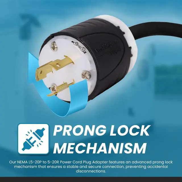 Alt view image 6 of 6 - IronBox Electric NEMA L5-20P to 5-20R Power Cord Plug Adapter - 20A, 125V,12 AWG - UL Listed Heavy Duty Adapter Cable for Generator, Data Centers, Computers, Outdoor Event & More (Custom Built, 100ft)