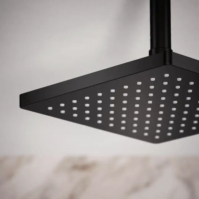 Alt view image 5 of 6 - K-26148-BL Honesty Square Rain Shower Head, 2.5 GPM, 8" Large Rain Shower Head, Wide Spray Coverage, Modern Design, Easy Installation, Matte Black