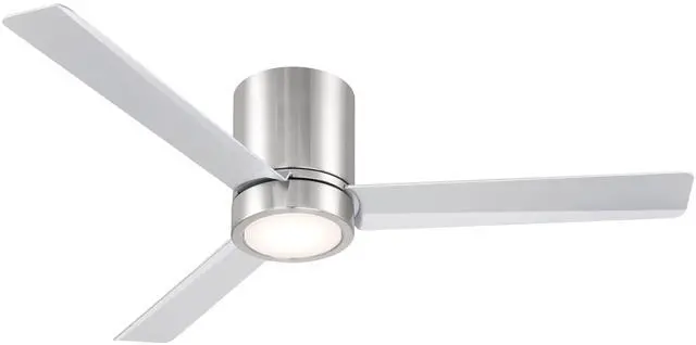 Main image of F644L-BN Roto Flush 52" 3-Blade LED Ceiling Fan in Brushed Nickel Finish with Brushed Nickel Blades and a Frosted White Lens