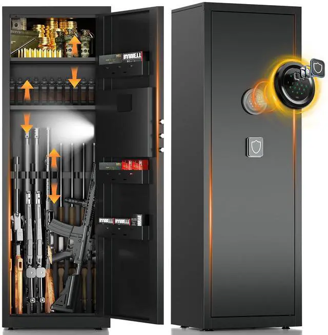 Main image of Gun Safe for Rifles and Pistols, All-Steel Metal Gun Cabinet with Electronic Keypad Fitting 6-8 Long Guns, Firearm Storage Solution with Removable Racks for Home Defense