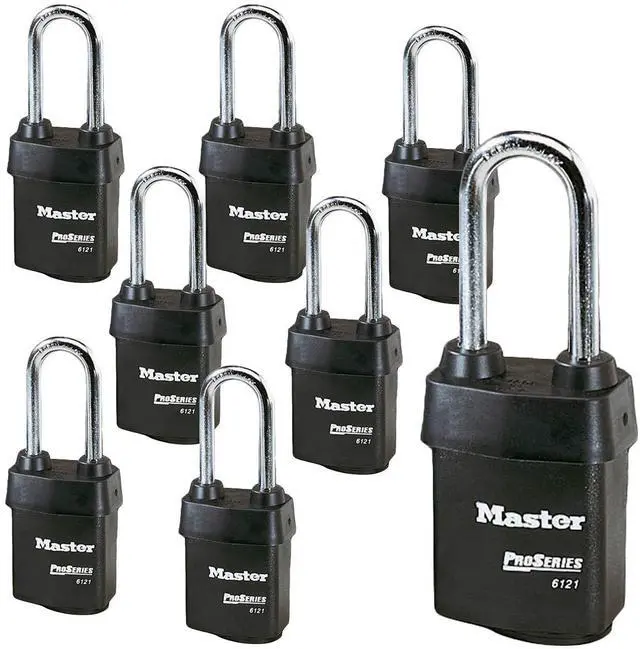 Main image of Eight (8) High Security Pro Series Padlocks w/16 Keys, 6121NKALJ-8 w/BumpStop Technology