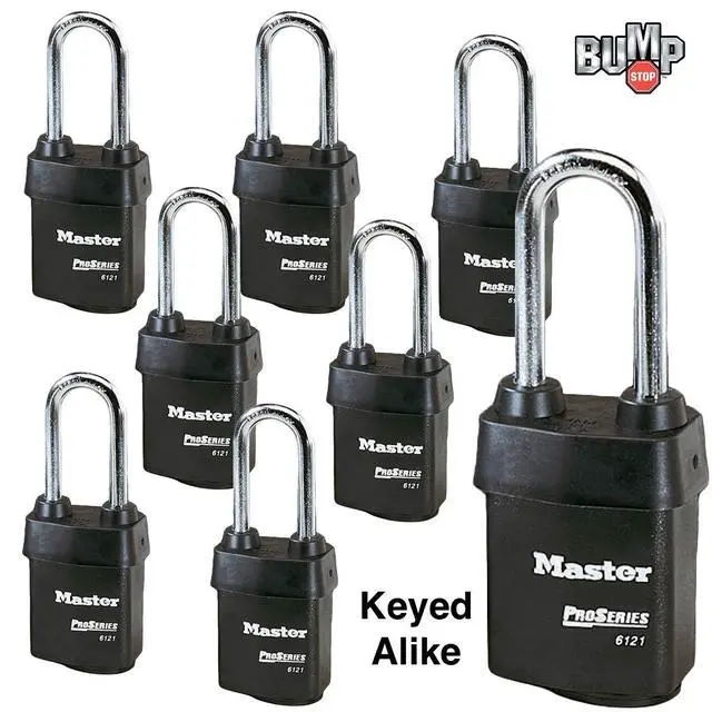 Alt view image 2 of 4 - Eight (8) High Security Pro Series Padlocks w/16 Keys, 6121NKALJ-8 w/BumpStop Technology