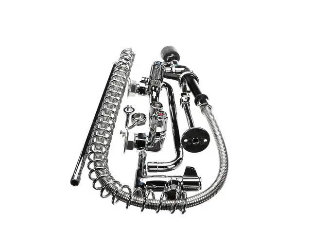 Alt view image 2 of 4 - 5PR-8W12-C 8" Wall Mount Low Flow Pre-Rinse with 12" Swing Nozzle Add-On Faucet, brass, silver