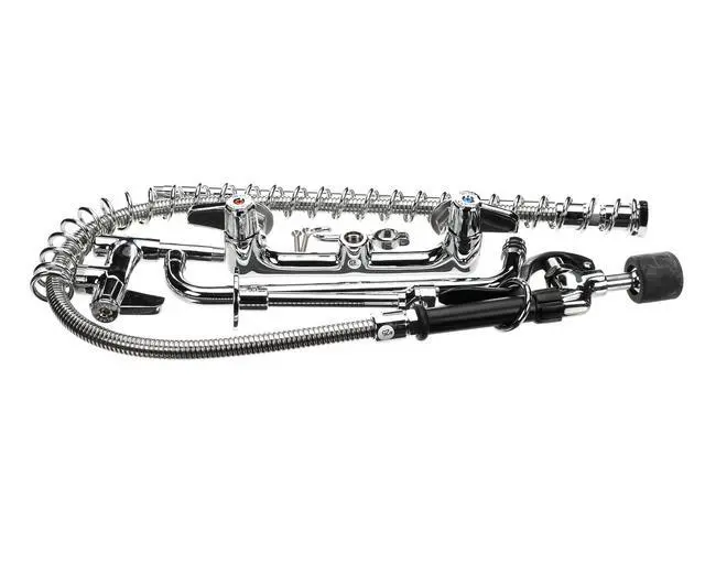 Alt view image 3 of 4 - 5PR-8W12-C 8" Wall Mount Low Flow Pre-Rinse with 12" Swing Nozzle Add-On Faucet, brass, silver