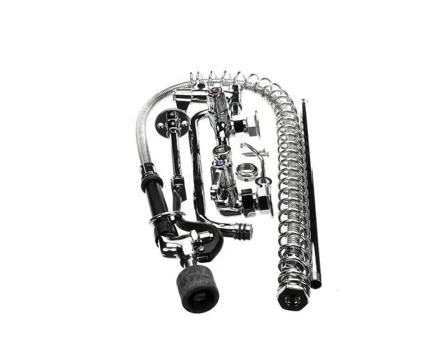 Alt view image 4 of 4 - 5PR-8W12-C 8" Wall Mount Low Flow Pre-Rinse with 12" Swing Nozzle Add-On Faucet, brass, silver