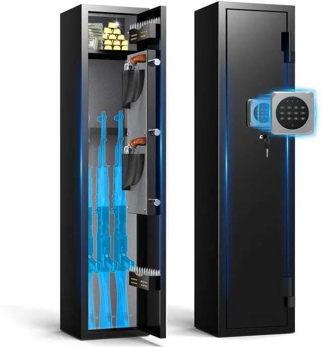 Main image of 2-3 Gun Safe for Rifles and Pistols,No Assembly,Gun Cabinet with Alarm Function and Silent Mode,with Keypad Lock and Removable Shelves,Quick Access for Home,Office