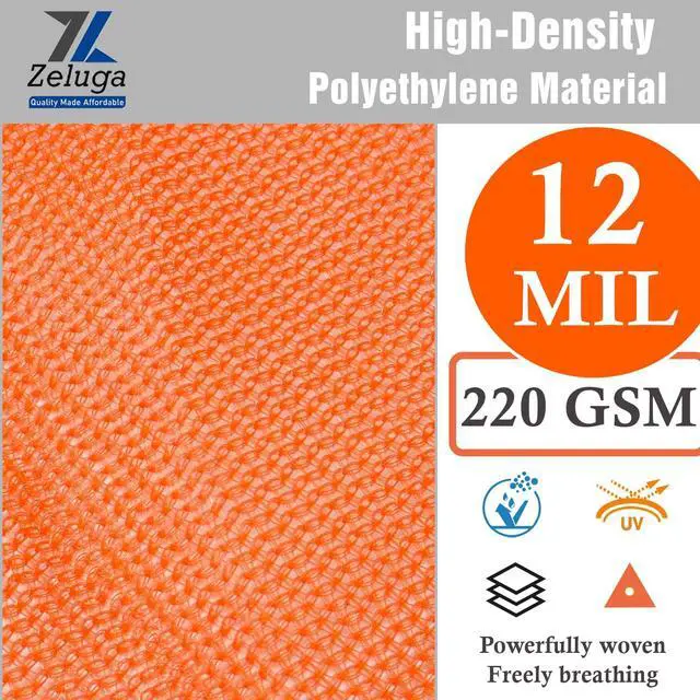 Alt view image 2 of 6 - 24-552-4040 220GSM Heavy Duty Orange Mesh Tarp - 40' x 40' Reinforced Rip-Resistant Construction Mesh Tarpaulin with Brass Grommets - 12mil Durable Protection for Agriculture, Landscaping