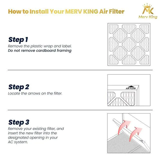 Alt view image 4 of 6 - MervKing 20x25x2 Air Filter Actual Size: 19.7" x 24.7" x 1.75" MERV 13 MPR 1500-1900 | MADE IN USA | 12-Pack | Pleated HVAC AC Furnace Replacement
