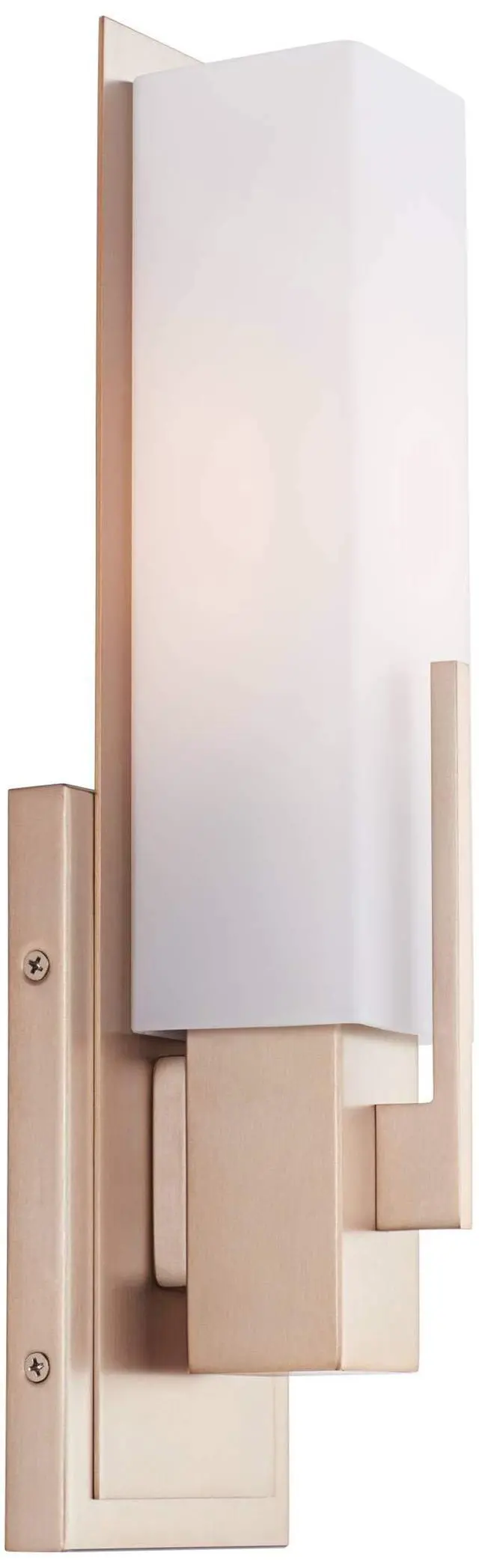 Alt view image 5 of 6 - Midtown Modern Wall Sconce Lighting Burnished Brass Hardwired 15" High Fixture Rectangular White Glass for Bedroom Bathroom Bedside Living Room Home Hallway Dining Kitchen