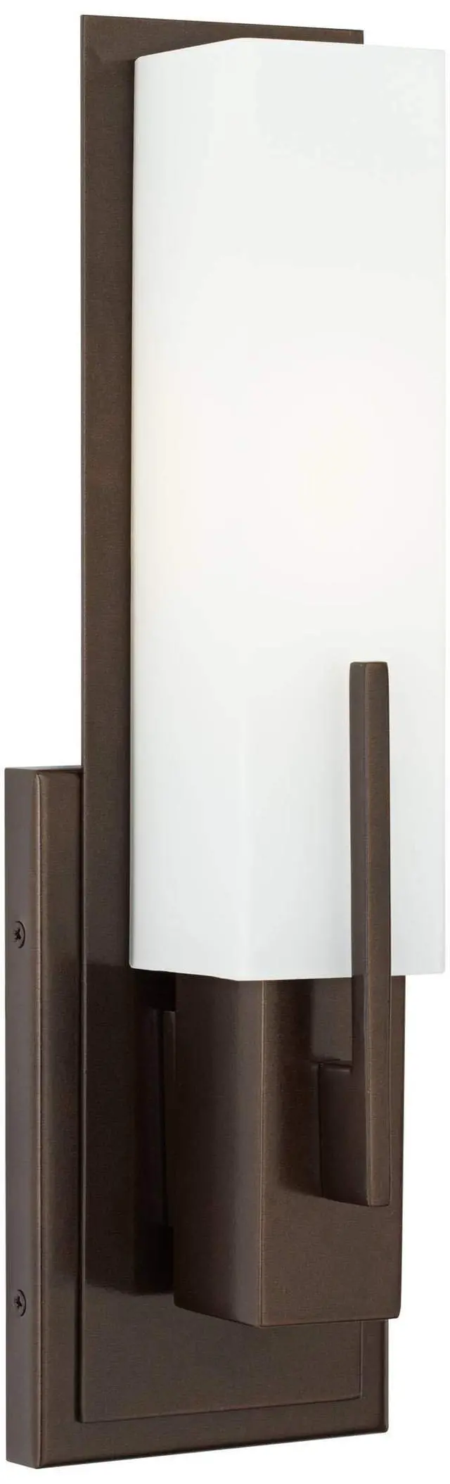 Alt view image 2 of 6 - Midtown Modern Wall Light Sconce Bronze Hardwired 4 1/2" Fixture Opal White Glass Rectangular Shade for Bedroom Bedside Bathroom Vanity Living Room Hallway Dining House Kitchen