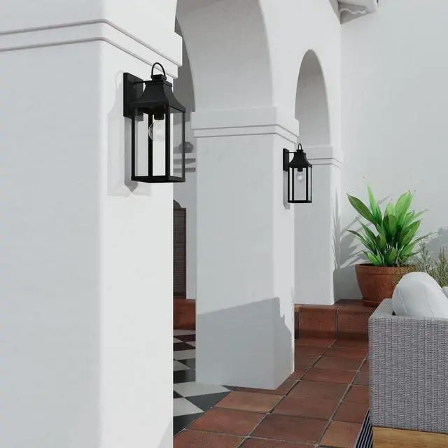 Alt view image 3 of 6 - 946411BK Bradford Clear Glass Outdoor Wall Lantern, 1-Light 100 Watt, 17" H x 6" W, Black