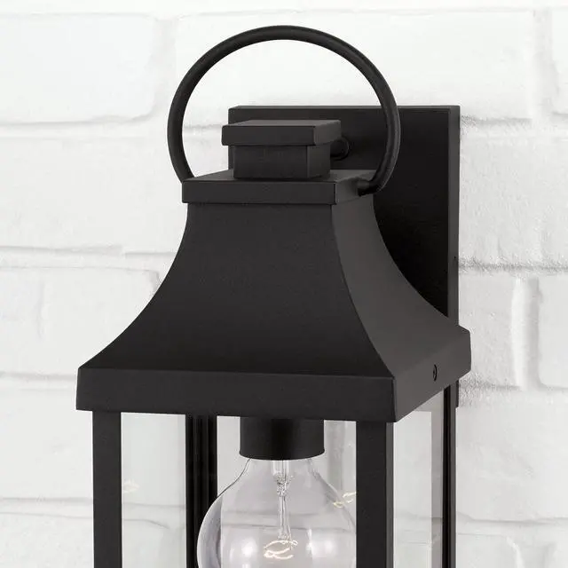 Alt view image 4 of 6 - 946411BK Bradford Clear Glass Outdoor Wall Lantern, 1-Light 100 Watt, 17" H x 6" W, Black