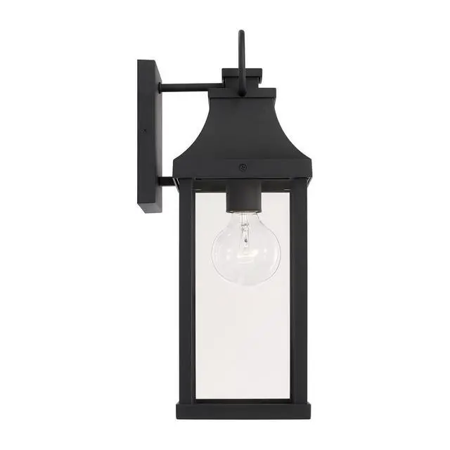 Alt view image 6 of 6 - 946411BK Bradford Clear Glass Outdoor Wall Lantern, 1-Light 100 Watt, 17" H x 6" W, Black