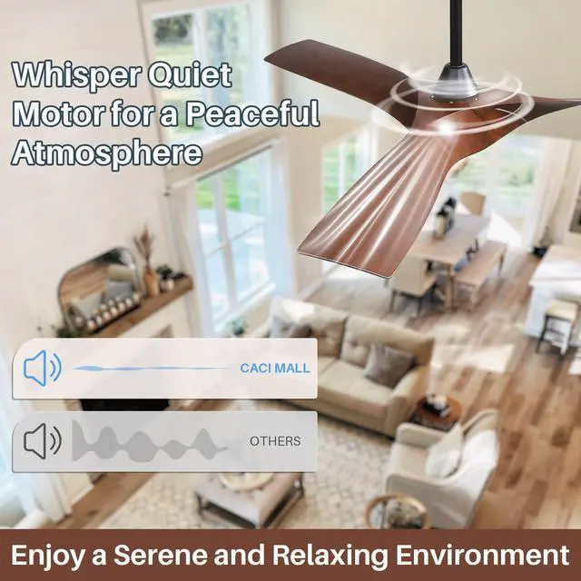 Alt view image 6 of 6 - 52 Inch Propeller Ceiling Fan No Light, Remote Control, 6 Speeds Noiseless DC Motor, 3 ABS Blades, Indoor Outdoor Ceiling Fans for Living Room, Bedroom, Patio