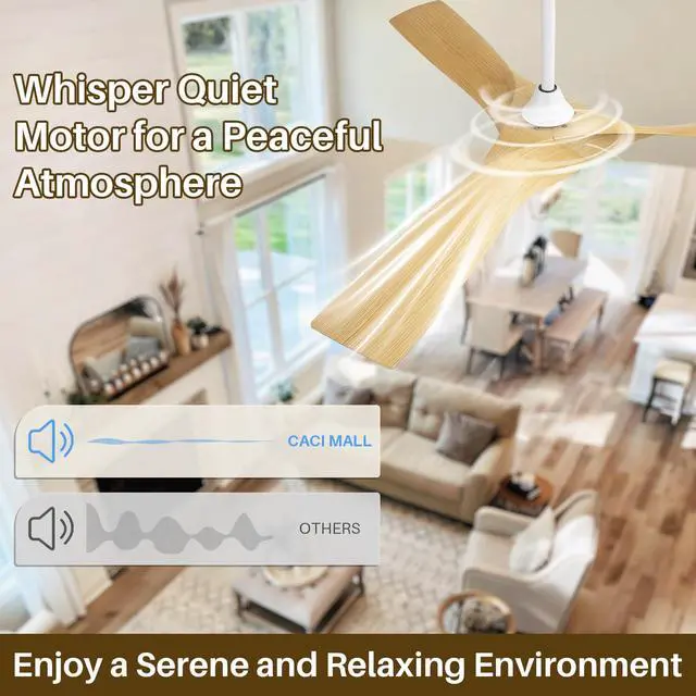 Alt view image 5 of 6 - 52 Inch Propeller Ceiling Fan No Light, Remote Control, 6 Speeds Noiseless DC Motor, 3 ABS Blades, Indoor Outdoor Ceiling Fans for Living Room, Bedroom, Patio