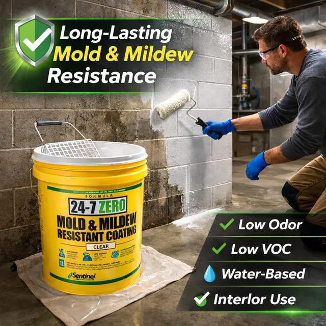 Alt view image 3 of 5 - 24-7 Zero Interior Mold & Mildew Resistant Coating (5 Gallons, White)