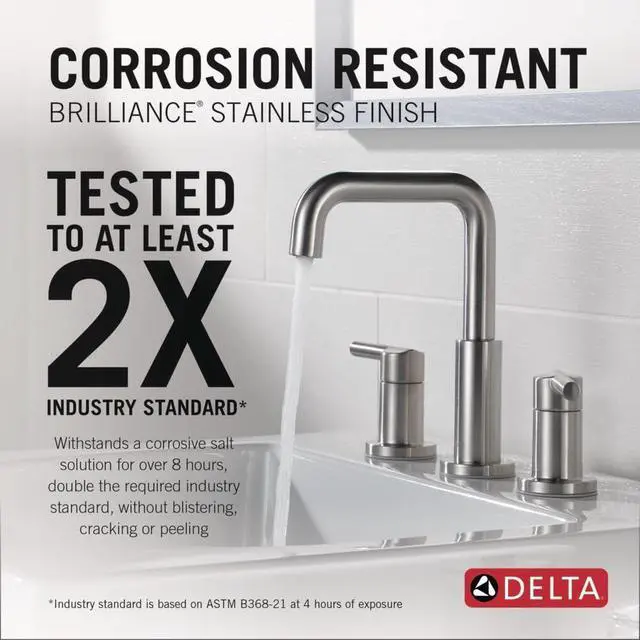 Alt view image 2 of 6 - Faucet Nicoli Widespread Bathroom Faucet Brushed Nickel, Bathroom Faucet 3 Hole, Bathroom Sink Faucet, Drain Assembly, Stainless 35849LF-SS