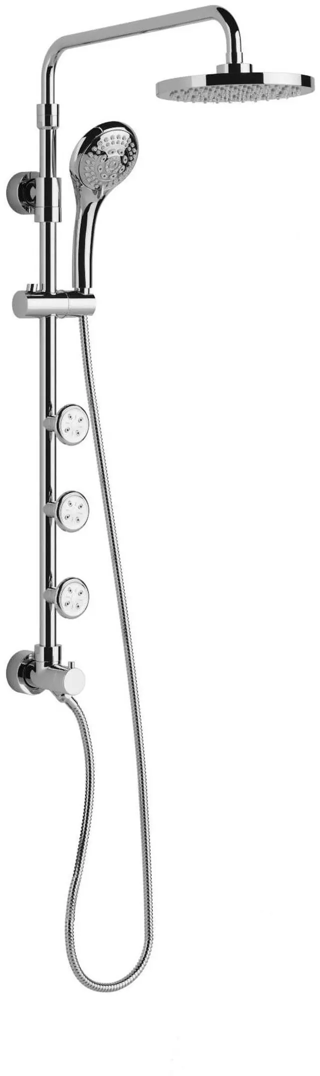 Main image of Lanikai Rain Shower Head with Handheld Spray Combo - 1028-CH-1.8GPM, Polished Chrome - 8" Rain Showerhead with Handheld Sprayer, 3 Spray Jets, 5-Function Rainfall Shower Head with Hose, 1.8 GPM