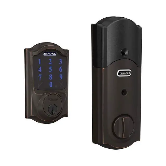 Alt view image 2 of 6 - Connect Camelot Touchscreen Deadbolt with Built-In Alarm, Matte Black, BE469 CAM 622, Works with Alexa via SmartThings, Wink or Iris