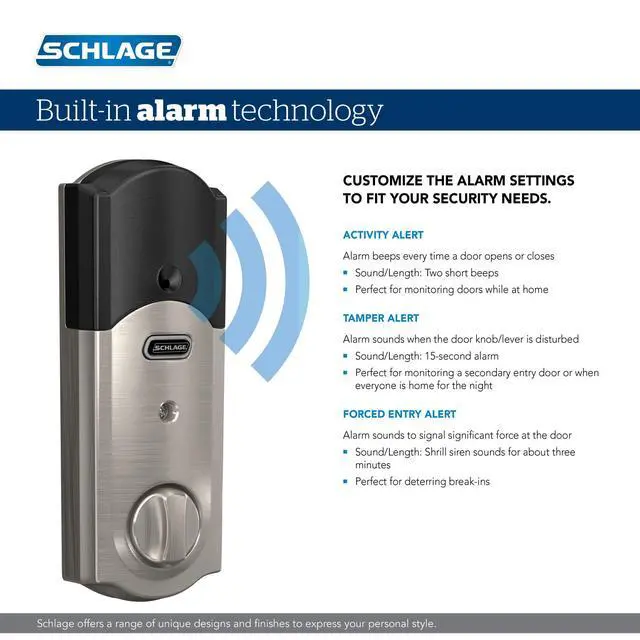Alt view image 4 of 6 - Connect Camelot Touchscreen Deadbolt with Built-In Alarm, Matte Black, BE469 CAM 622, Works with Alexa via SmartThings, Wink or Iris