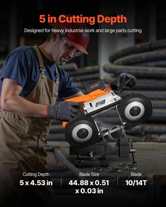 Alt view image 2 of 6 - 20V Portable Band Saw Kit, 5 Inches Deep Cut, 360W Bandsaw with Brushless Motor, Cordless and Compact, for Cutting Metal, Wood, Compatible with Makita Batteries (Kit with 4.0 Ah Battery)