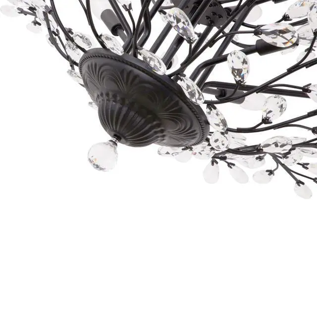 Alt view image 5 of 6 - Vintage Crystal Branch Chandeliers, 12-Light Adjustable K9 Crystal Pendant Hanging Lighting Ceiling Light Fixtures Chandeliers for Dining Room, Living Room, Bedroom, Porch, 33in, Black