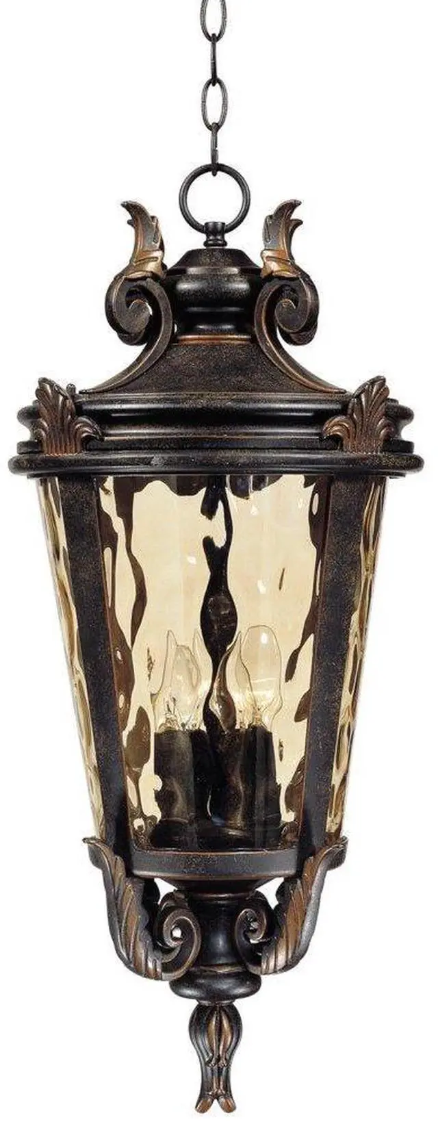 Main image of Marseille Rustic Vintage Outdoor Hanging Ceiling Light Fixture Veranda Bronze 26 1/4" Champagne Water Glass Damp Rated for Exterior House Porch Patio Outside Deck Garage Front Door